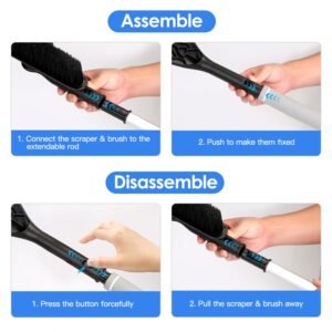2 In 1 Ice Scraper Extendable Car Snow Brush Telescopic Snow Removal Tool Automobile Snow Shovel Frost Removal with 360? Pivoting Brush Head Sponge Gr - Image 13