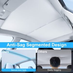 UV Protection Sunshade Roof Fit For Tesla Model Y Sunroof Window Installation Heat Blocking Anti-Sag Sunroof Shade Foldable Portable UV Reflector Fit - Image 10