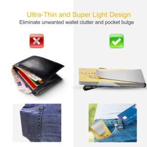 Slim Clip Double Sided Money Clip Credit Card Holder Wallet Stainless Steel - Image 3