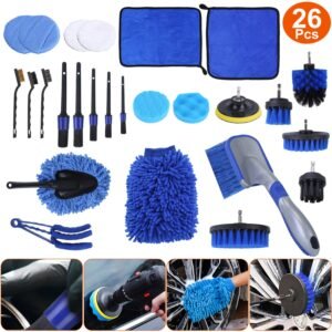 26Pcs Car Detailing Brush Kit Exterior Interior Car Cleaning Set Drill Brush Set Car Buffing Sponge Pads Kit for Cleaning Automobile Interior Exterior - Image 4