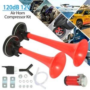 Air Horn Dual Trumpet 12V 115DB Loud Boat Motorcycle Truck Air Horn Compressor Kit - Image 5