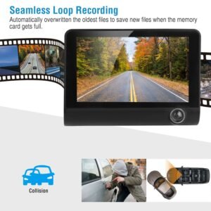 1296P Car DVR Dash Camera 4In 3 Lens Vehicle Driving Recorder Seamless Recording - Image 4