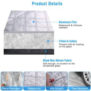 Car Windshield Snow Cover Windproof Magnetic Car Windscreen Cover Frost Ice Protection with Side?Mirror Protector 5 Magnets for Most Vehicles - Image 6