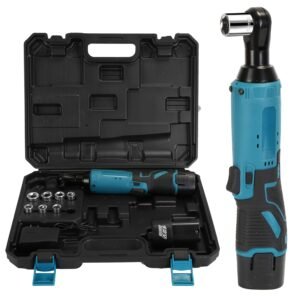 3/8? Cordless Electric Ratchet Wrench Set Right Angle Wrench with 2Pcs 1200mAh Batteries and Charger 7 Sockets 400RPM - Image 3
