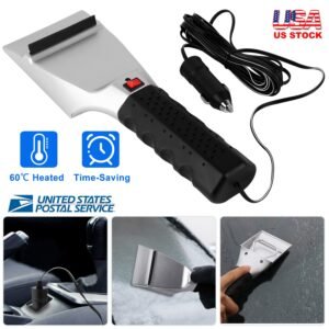 12V Car Electric Heated Ice Snow Scraper Window Ice Remover w/Squeegee 14FT Cable - Image 9