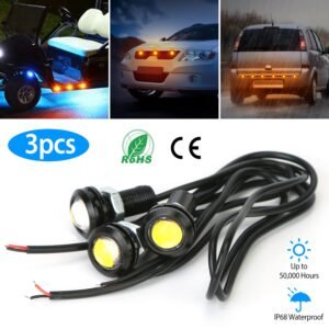 3Pcs Amber Eagle Eye LED Light Bulbs 12V 18MM Waterproof DRL Lights Fog Tail Front Grill Bumper Backup Clearance Marker Light - Image 7