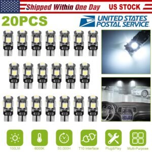 20Pcs T10 SMD5050 LED Light Bulbs 6000K Wedge Light Lamps Dome Map License Plate Car Interior Festoon Lights Kits - Image 2