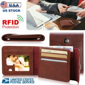 Men?s Wallet PU Leather Bifold Purse Slim RFID Blocking Card Holder Cases w/ 2 ID Window Coin Pocket - Image 2