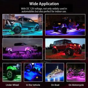 8 Pods RGB LED Rock Lights?DC12V Car Neon Light Kit IP68 Waterproof Underglow Lights with Double Remote Controls Wireless APP Control?for Jeep Truck U - Image 11