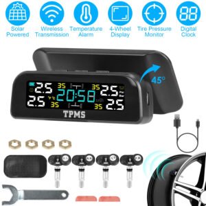 Wireless Solar Car Tire Pressure Monitoring System Auto Tire Pressure Monitor with Built-in Sensors Temperature Alarm for Car SUV Sedan RV - Image 5
