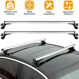 47.24in Universal Top Roof Rack Cross Bar Cargo Carrier Aluminum Crossbar Rack w/ 165LBS Capacity Fit for Most Vehicle Wagon Car Without Roof Side Rai - Image 6