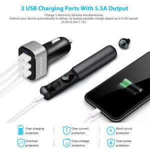 USB Car Charger 30W 5.5A 3 USB Port Cigarette Lighter Charger Adapter For iPhone XS/iPhone XS Max/iPhone 8 Plus/Galaxy S7/Galaxy S6 - Image 8
