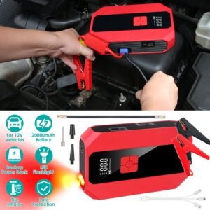 Portable Car Jump Starter Air Compressor 1500A 400PSI Car Battery Charger Jump Starter Power Bank LED Flashlight Digital Tire Inflator for 4.0L Gasoli - Image 6