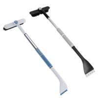 2 In 1 Ice Scraper Extendable Car Snow Brush Telescopic Snow Removal Tool Automobile Snow Shovel Frost Removal with 360? Pivoting Brush Head Sponge Gr