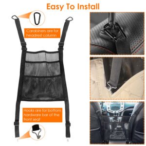 Car Mesh Organizer 3 Layer Seat Back Net Pocket Bag Cargo Elastic Tissue Purse Holder Driver Storage Netting Pouch Barrier of Backseat for Kids Pets - Image 9