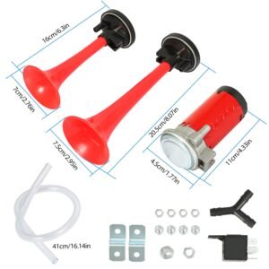 Air Horn Dual Trumpet 12V 115DB Loud Boat Motorcycle Truck Air Horn Compressor Kit - Image 12