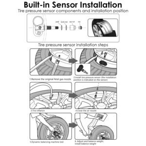 Wireless Solar Car Tire Pressure Monitoring System Auto Tire Pressure Monitor with Built-in Sensors Temperature Alarm for Car SUV Sedan RV - Image 9