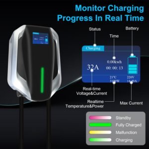 Level 2 Electric Vehicle Charger EV Wall Charger Car Charging Station with 2 Swipecards Digital Display Gun Locking for Home Garage - Image 12