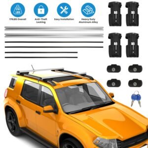 Car Roof Rack Cross Bars Aluminum Cargo Carrier Rooftop Crossbars Luggage Roof Rack Bar with 176lbs Max Load Fits Most Vehicles with Existing Raised S - Image 6
