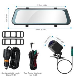 FHD 1080P Car DVR Dash Camera 9.66In Vehicle Driving Recorder w/ G Sensor Parking Monitoring Seamless Recording - Image 14