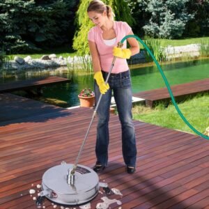 15in High Pressure Washer Flat Surface Cleaner 4000PSI Stainless Steel Disc Power Washer Broom with 3 Wheels 2 Washer Extension Wands 2 Replacement No - Image 14