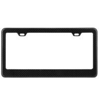 License Plate Frame Rustproof Waterproof Carbon Fiber Black License Plate Frame 2 Holes w/ Bolts Washer Caps for USA/Canada Standard