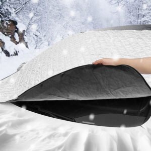 55.9x36.6x0.1in Car Windshield Snow Cover Windshield Protector against Ice Sun Fit for Small Mid SUVs with Anti-theft Flaps - Image 6