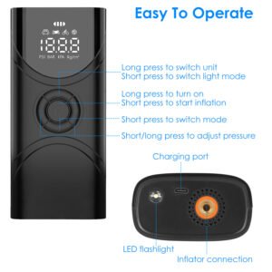 Car Tire Inflator Pump Portable Car Air Compressor 6000mAh Wireless Electric Air Pump 150 PSI with LED Light - Image 10