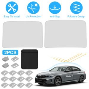 UV Protection Sunshade Roof Fit For Tesla Model Y Sunroof Window Installation Heat Blocking Anti-Sag Sunroof Shade Foldable Portable UV Reflector Fit - Image 2