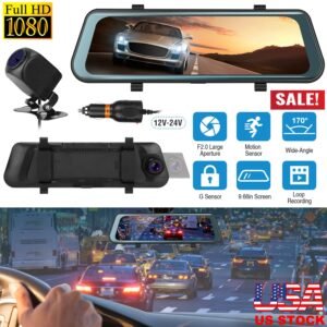 FHD 1080P Car DVR Dash Camera 9.66In Vehicle Driving Recorder w/ G Sensor Parking Monitoring Seamless Recording - Image 7