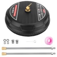 15in High Pressure Flat Surface Cleaner 4000PSI Disc Power Washer Broom w/ 2 Washer Extension Wands 2 x Replacement Nozzles