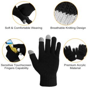 Unisex Touch Screen Gloves Full Finger Winter Warm Knitted Gloves For Warmth Running Cycling Camping Hiking - Image 6