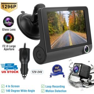1296P Car DVR Dash Camera 4In 3 Lens Vehicle Driving Recorder Seamless Recording - Image 11