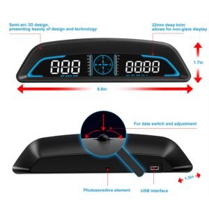 Universal Car HUD GPS Head up Display Speedometer Odometer with Acceleration Time Compass Altitude Driving Distance Over Speed Alarm HD LED Display fo - Image 13