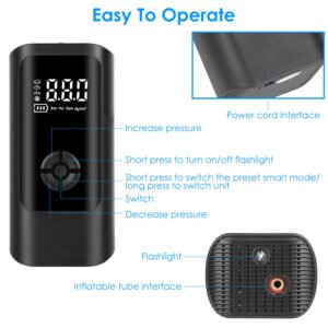 Car Tire Inflator Pump Portable Car Air Compressor Corded Electric Air Pump With LED Light - Image 8