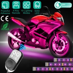 6Pcs Motorcycle LED Light Strips Multi-Color Neon Light Kits Waterproof DC 12V RGB Atmosphere Lights W/ Remote Controller Fit For Motorcycle Car SUV A - Image 4