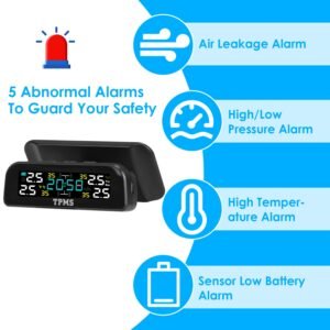 Wireless Solar Car Tire Pressure Monitoring System Auto Tire Pressure Monitor with Built-in Sensors Temperature Alarm for Car SUV Sedan RV - Image 12