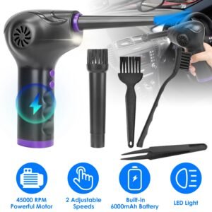 Electric Cordless Air Duster Blower Compressed Air Duster for Computer Keyboard PC Portable Rechargeable Air Blower with Built-in LED Light - Image 3