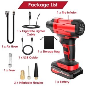 150PSI Cordless Car Tire Pump Rechargeable Tire Inflator 12V Portable Electric Air Compressor with LED Light for Car Bike Motorcycle Ball - Image 14