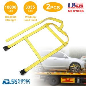 2Pcs Car Basket Straps Adjustable Tow Dolly Tire Basket Straps with Flat Hooks - Image 8