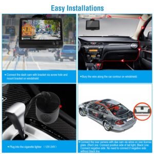 1296P Car DVR Dash Camera 4In 3 Lens Vehicle Driving Recorder Seamless Recording - Image 6