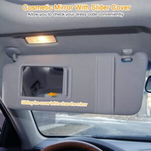 Auto Sun Visor Left Driver Side Car Sun Visor Fits 2007-2011 Toyota Camry without Sunroof Vanity Light - Image 8