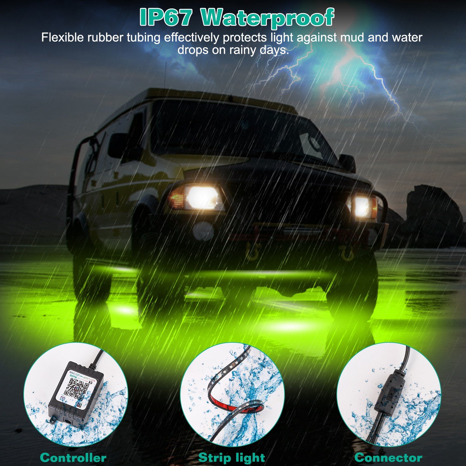 Waterproof RGB Underglow LED Strip Remote App Control Car Underbody Light Music Control Exterior Underbody Lights DC 12V - Image 7