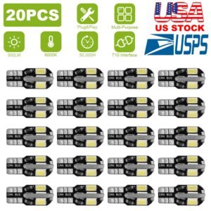 20Pcs T10 SMD5730 LED Light Bulbs 6000K Wedge Light Lamps Dome Map License Plate Car Interior Festoon Lights Kits - Image 5