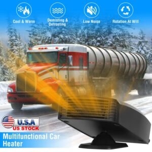 12V 150W Portable Car Heater Heating Fan 2 in 1 Defroster Defogger Demister Windshield Heater Automotive Cooling Fan with 360?Rotating Base - Image 7