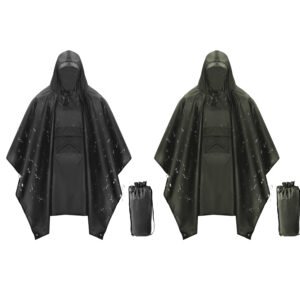 Unisex Hooded Rain Poncho With Pocket For Adult 3-in-1 Waterproof Poncho Raincoat With Hood Sleeve Brim Lightweight Portable Rain Poncho For Hiking Ca - Image 4