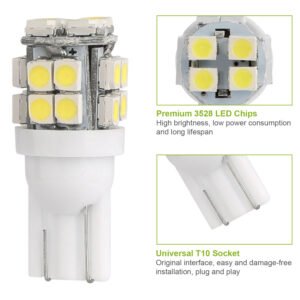 10Pcs 12V T10 LED Light Bulb Wedge Base Interior Dome Map LED Lights License Plate Trunk Side Positioning Lights 6000K White - Image 10