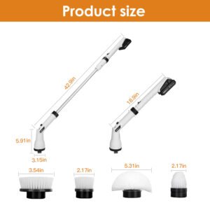 Electric Spin Scrubber Cordless Handheld Rechargeable Cleaning Brush with 4 Replaceable Heads 600/1000RPM Speeds 26/50in Length 20V/2.0Ah Battery for - Image 14