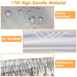 189x69x47in Full Car Cover All Weather UV Protection Automotive Cover 170T Outdoor Universal Full Cover For Sedans Up To 185in - Image 8