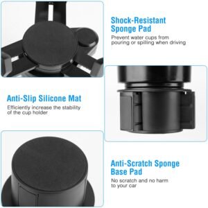 4 In 1 Car Cup Holder Expander Adapter Multifunctional Water Cup Mount Stand 360? Rotating Drink Bottle Organizer with Adjustable Base - Image 11
